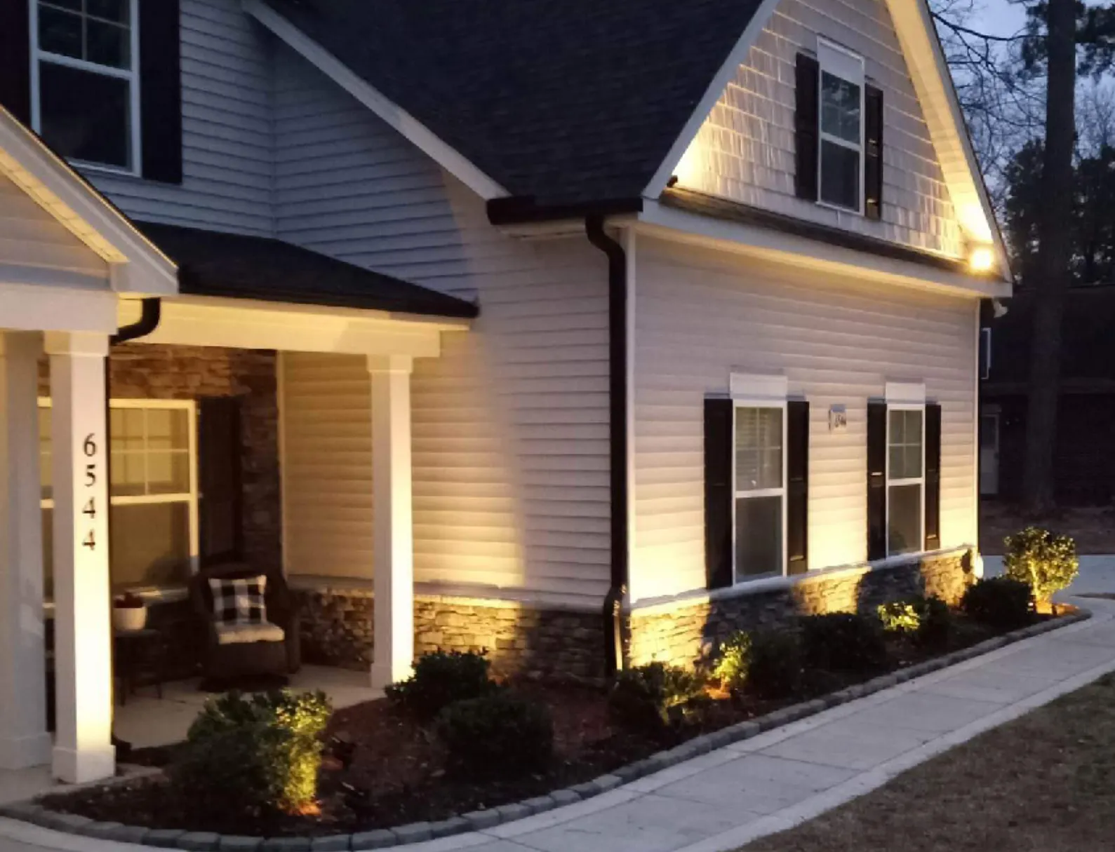Entry and garden lighting on new construction home NC