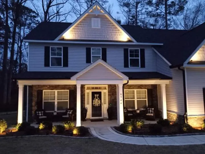 Entryway and porch accent lighting on a Fayetteville NC home