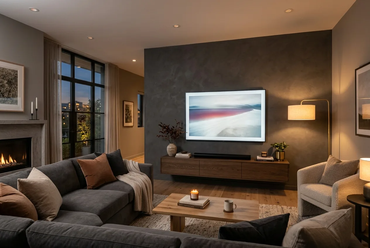 Modern Raleigh apartment with mounted TV